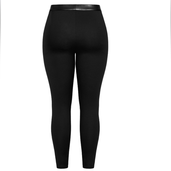 Evans Faux Leather and Ponte Knit Black Trouser Leggings (D97.5) - Picture 4 of 6